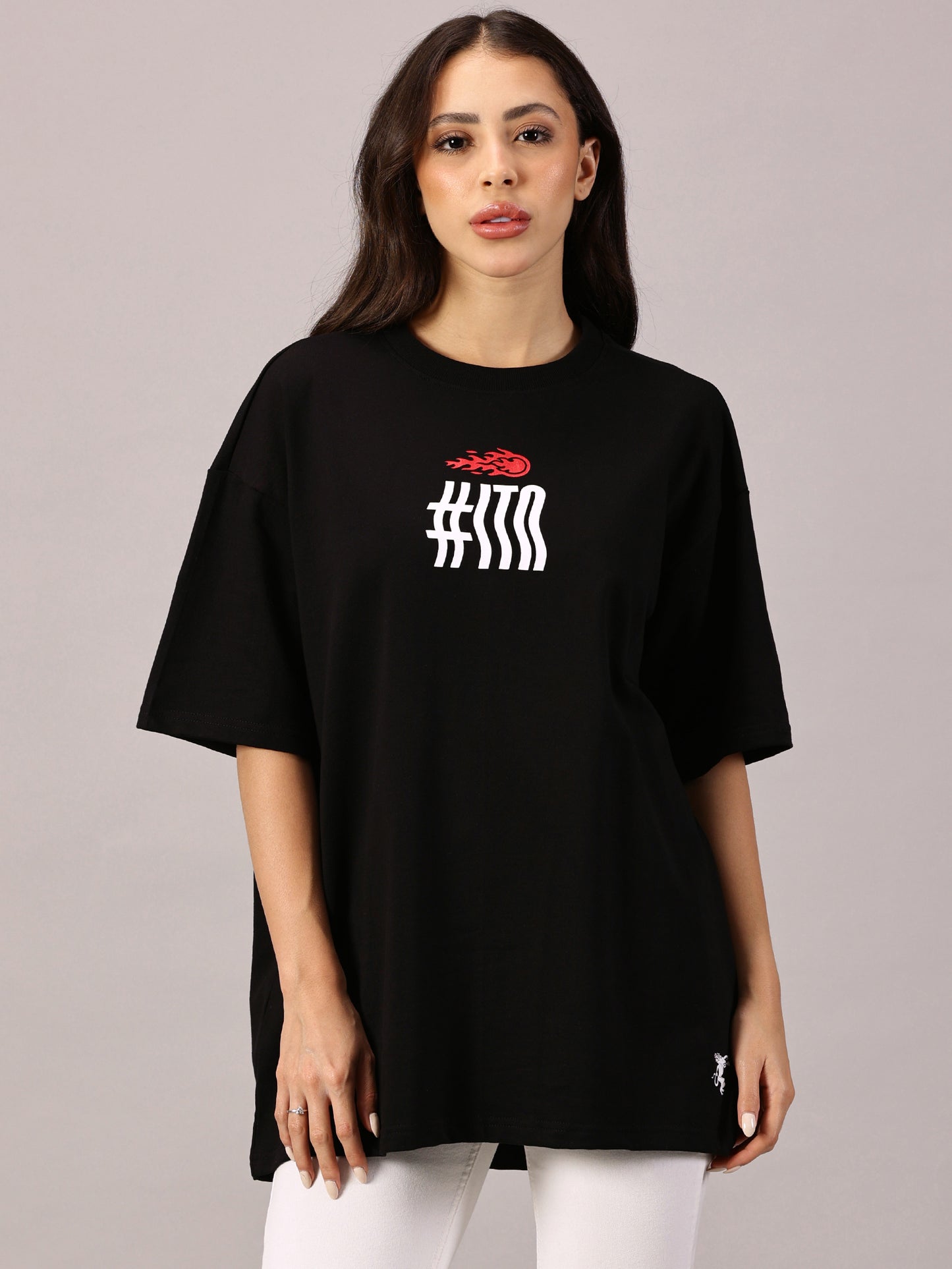 FB Ignite The Night Glow in Dark Oversized Black T Shirt
