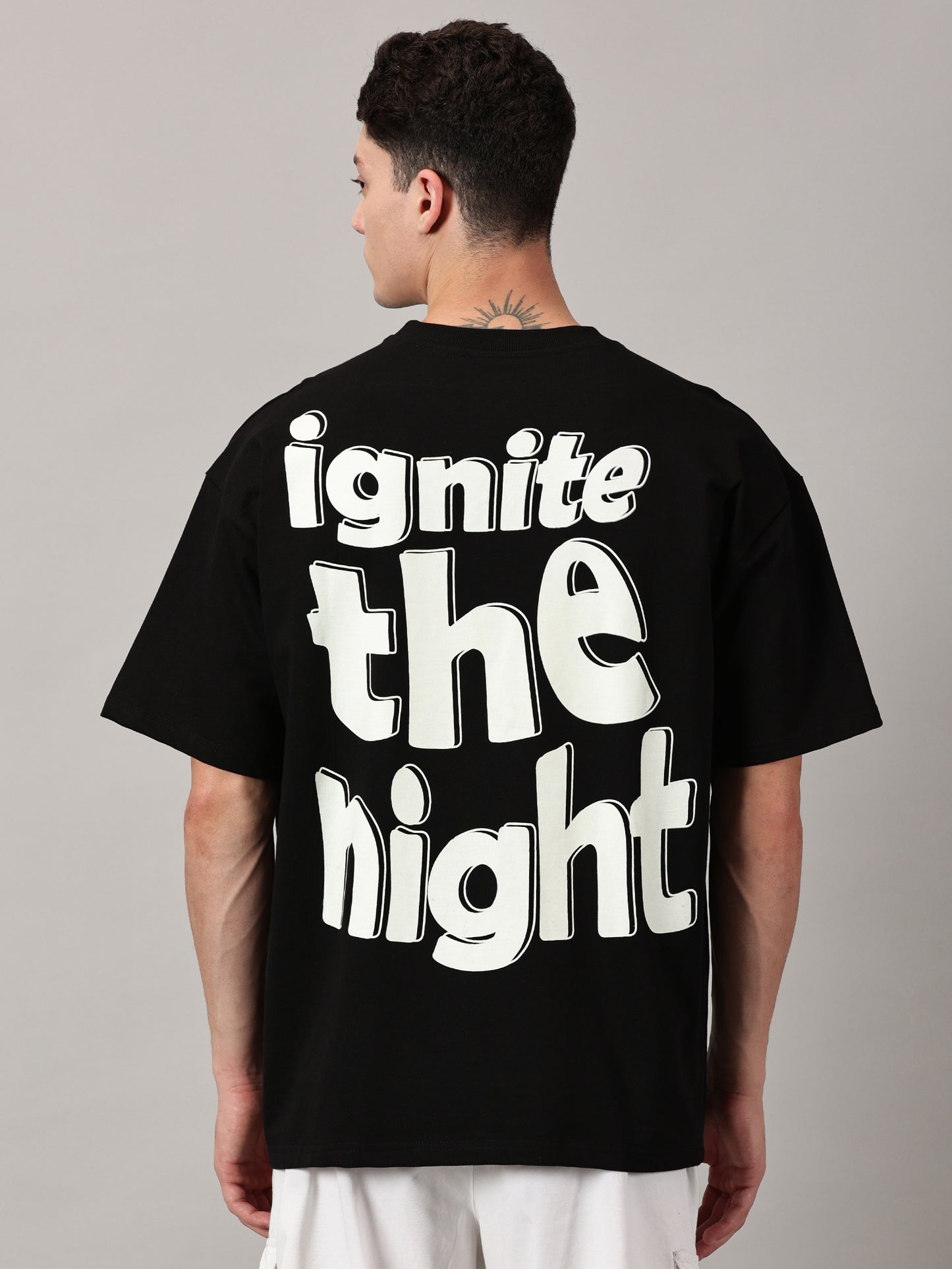 FB Ignite The Night Glow in Dark Oversized Black T Shirt