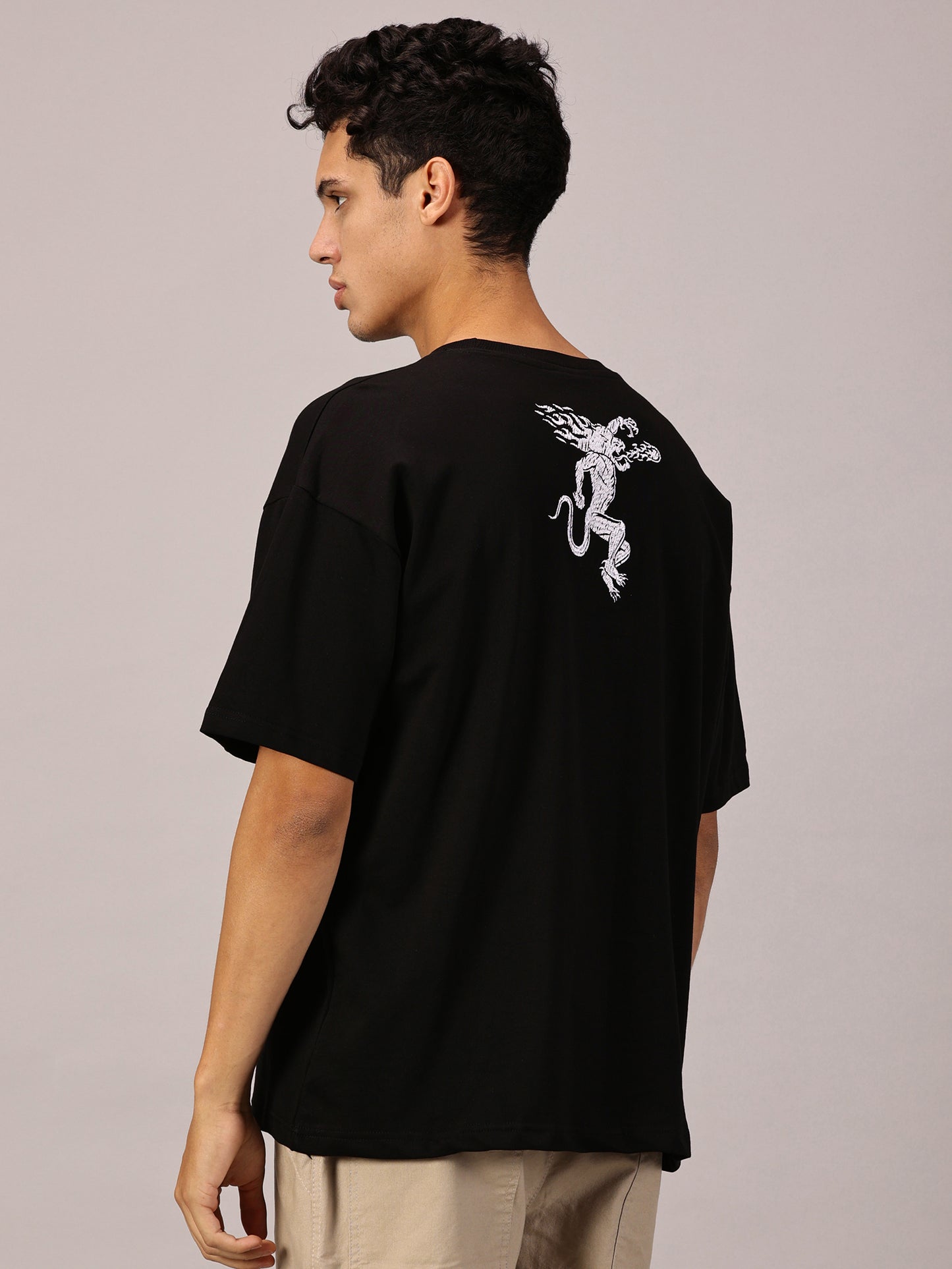 FB It's Burning Up In Here Embroidered Oversized Black T Shirt