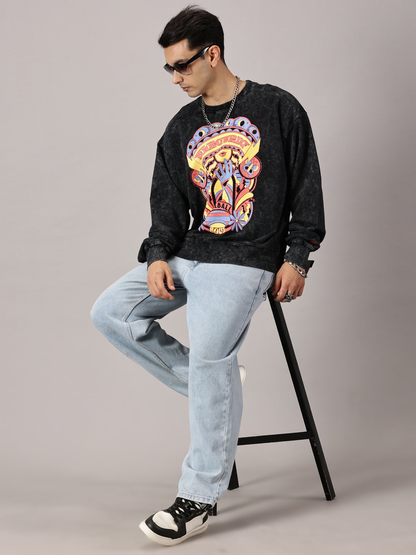 FB Electric Soul Oversized Black Sweatshirt