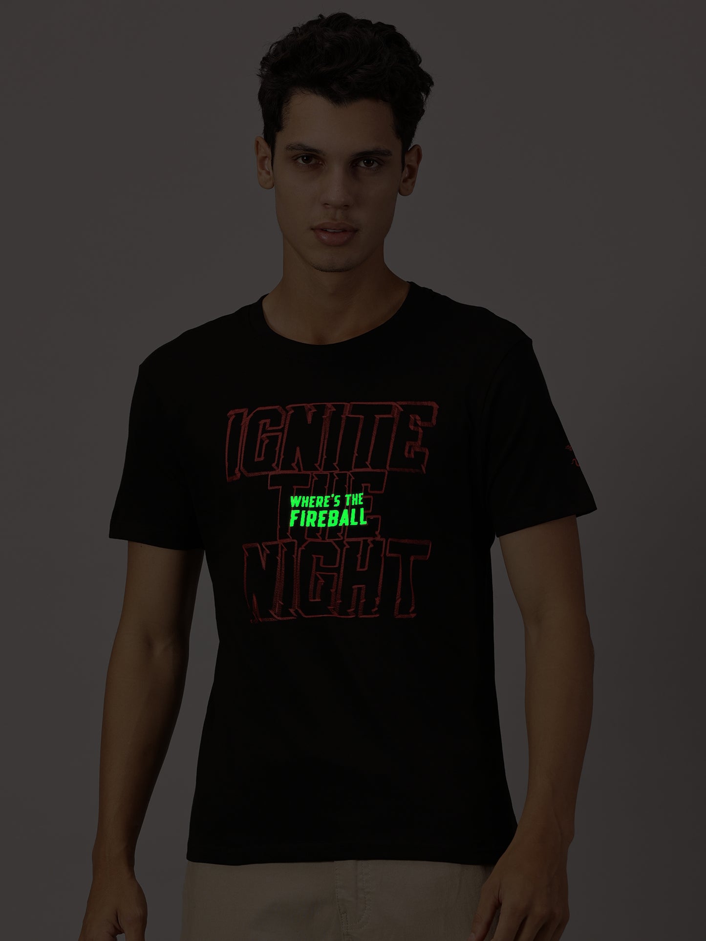 FB Glow in Dark Where' The Fireball Ignite The Night Black T Shirt