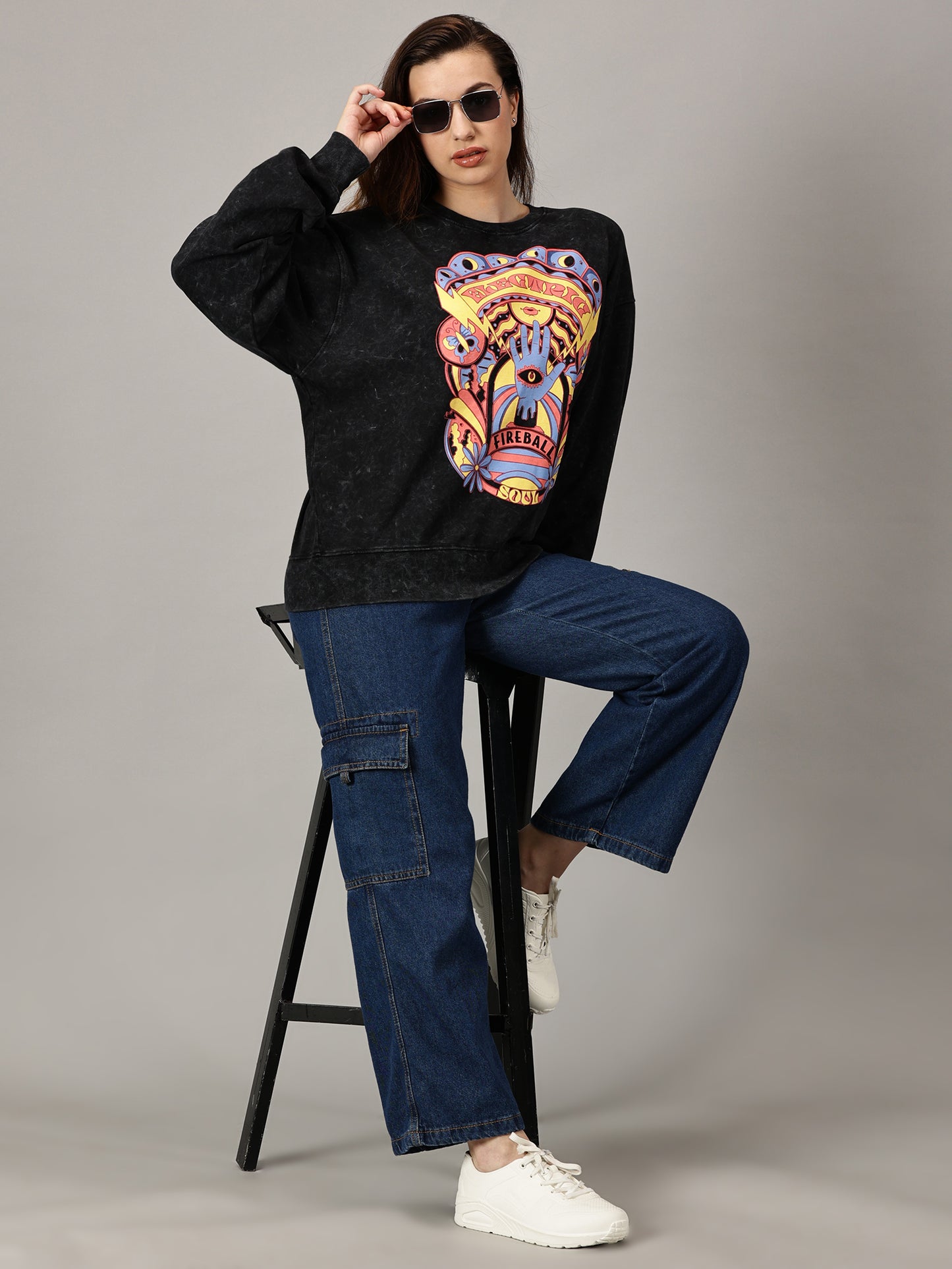 FB Electric Soul Oversized Black Sweatshirt