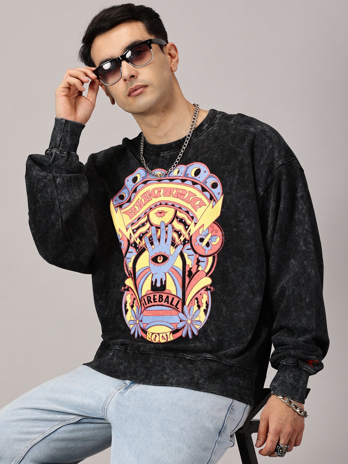 FB Electric Soul Oversized Black Sweatshirt