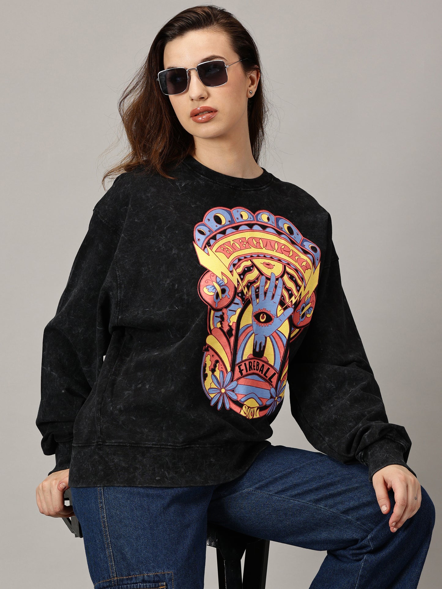 FB Electric Soul Oversized Black Sweatshirt