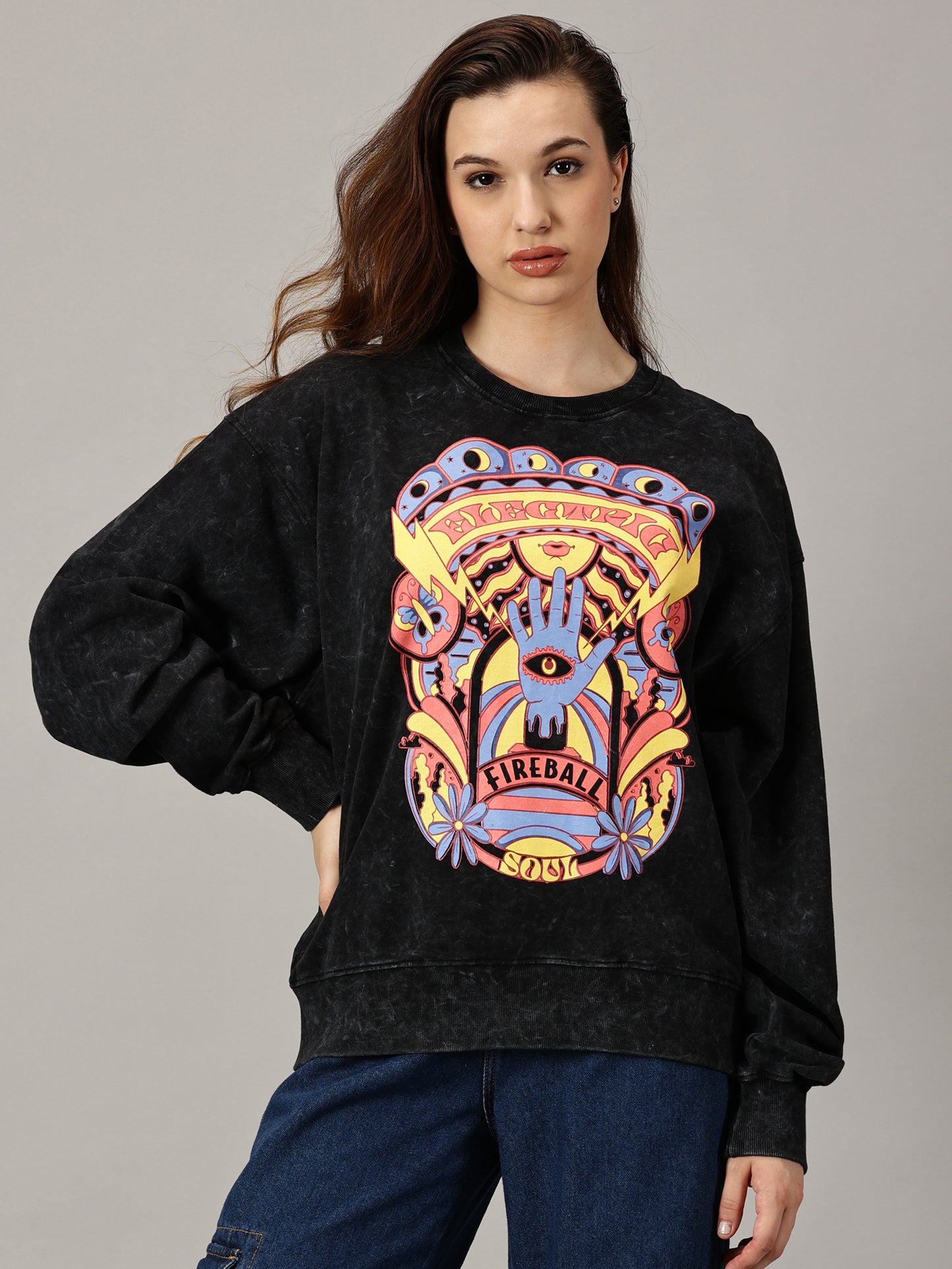 FB Electric Soul Oversized Black Sweatshirt