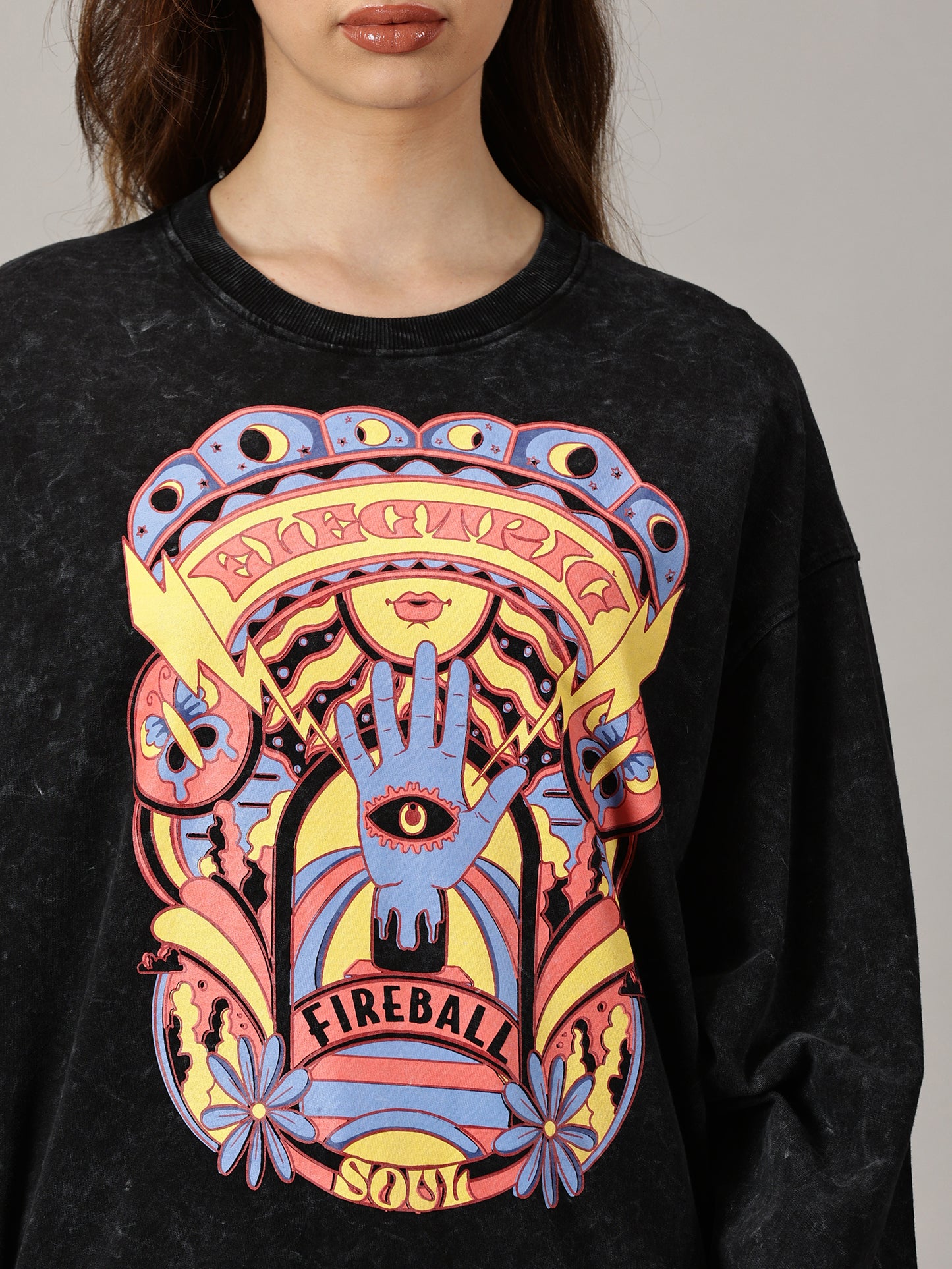 FB Electric Soul Oversized Black Sweatshirt