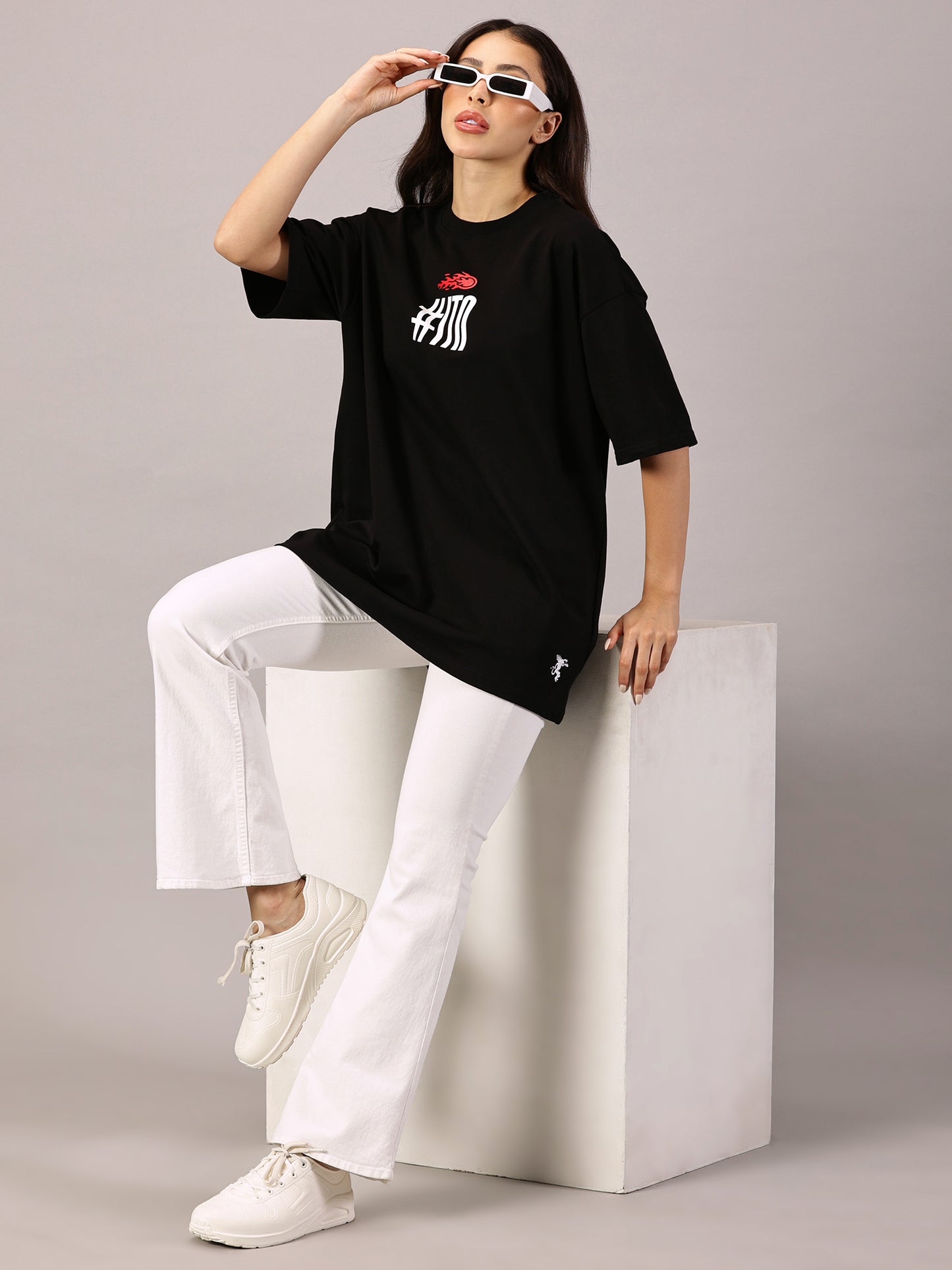 FB Ignite The Night Glow in Dark Oversized Black T Shirt