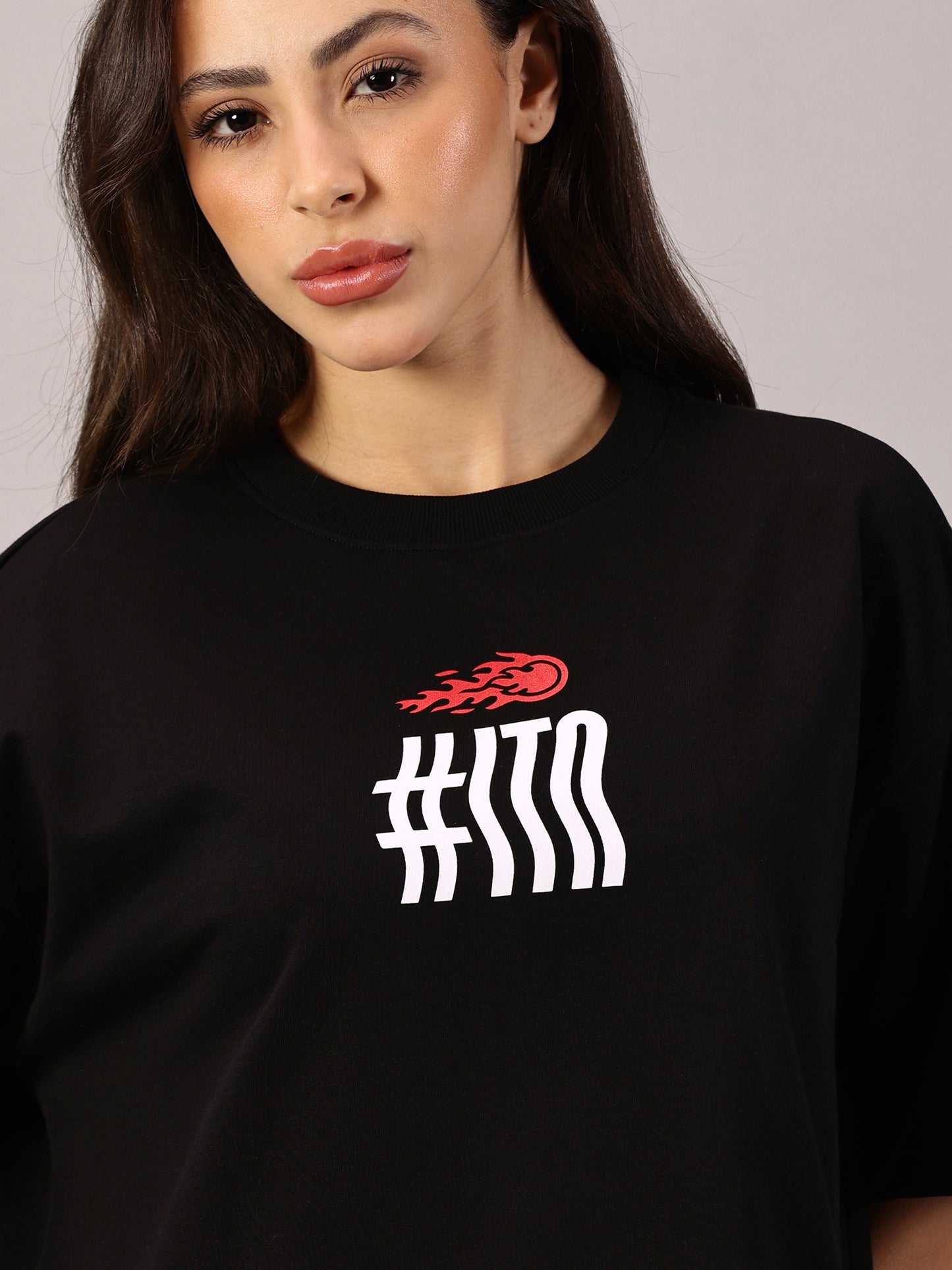 FB Ignite The Night Glow in Dark Oversized Black T Shirt