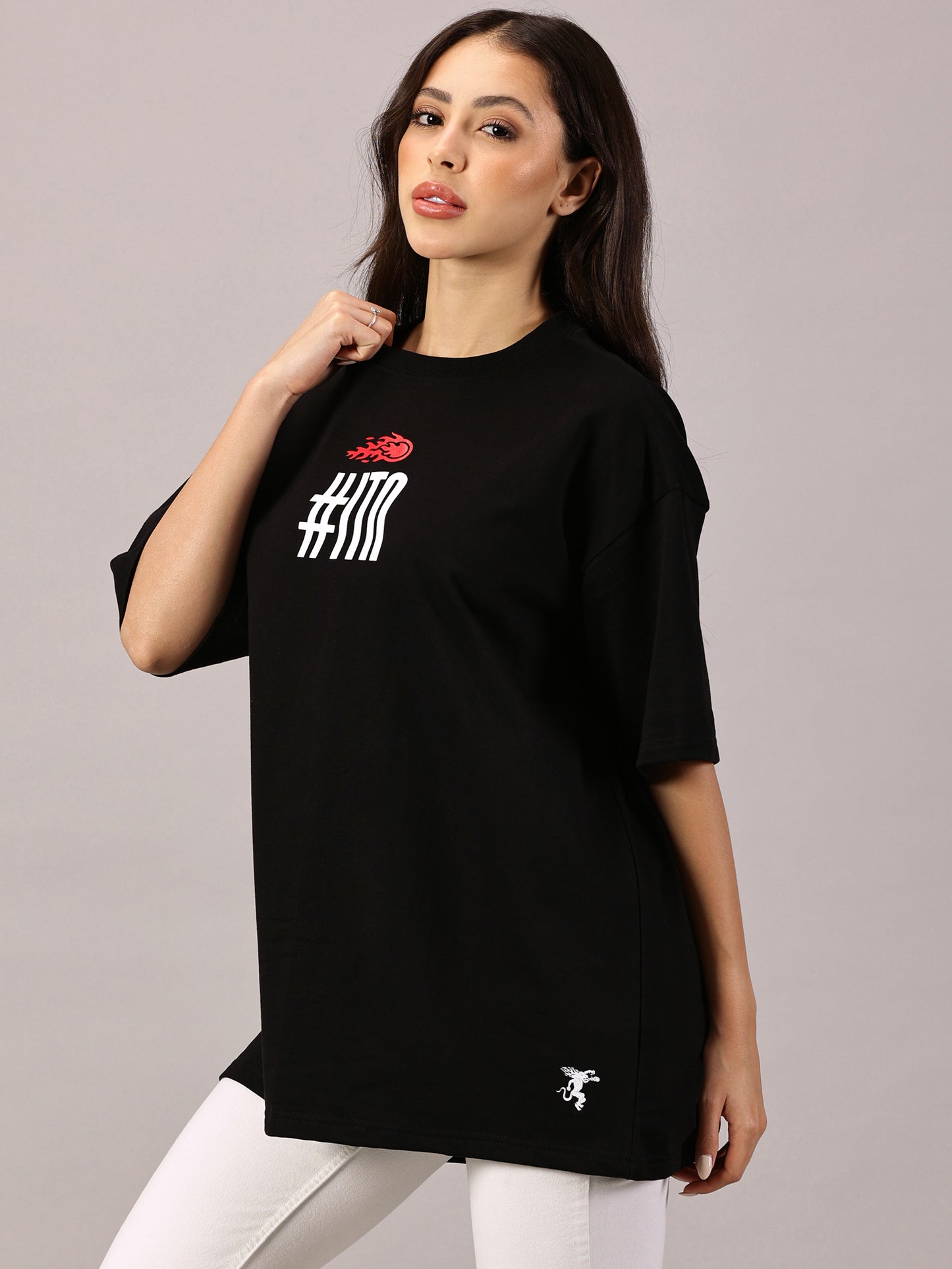 FB Ignite The Night Glow in Dark Oversized Black T Shirt