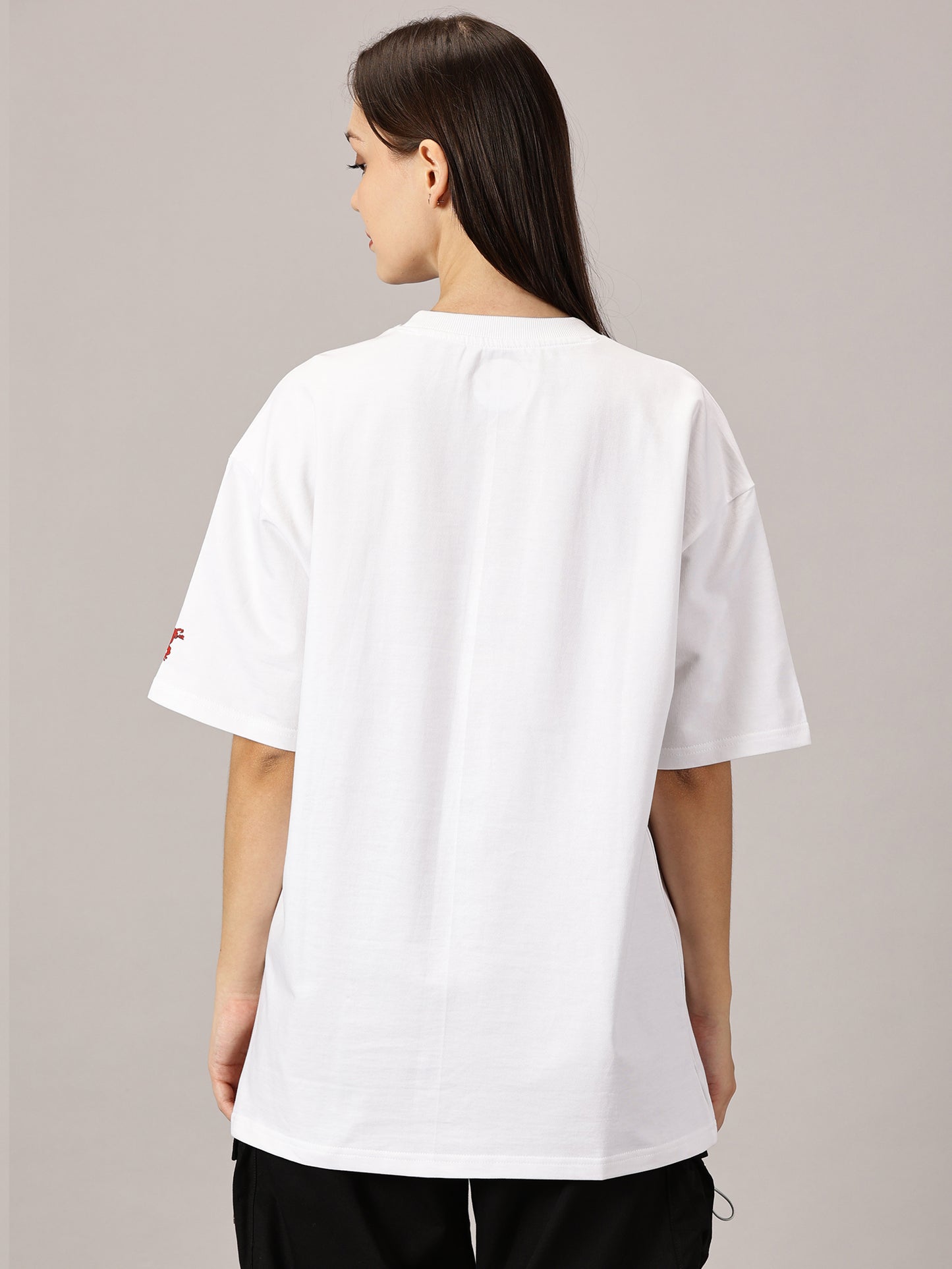 FB Certified Freak 3D Puff Print Oversized White T Shirt