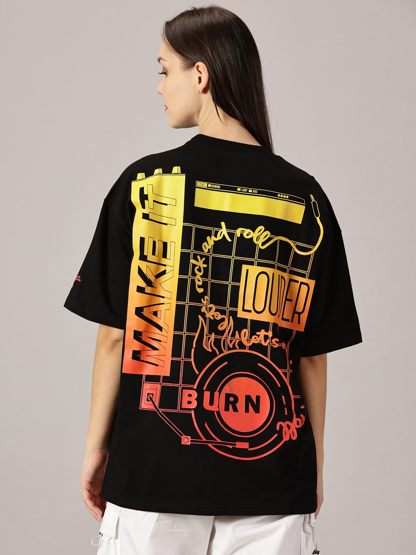FB Make It Louder Oversized Black T Shirt