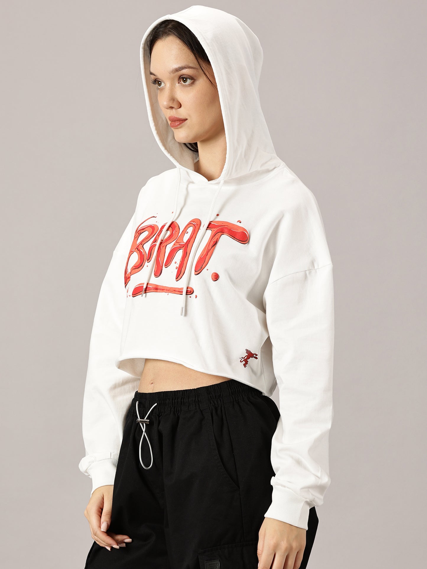 FB Brat 3D Puff Crop Hoodie