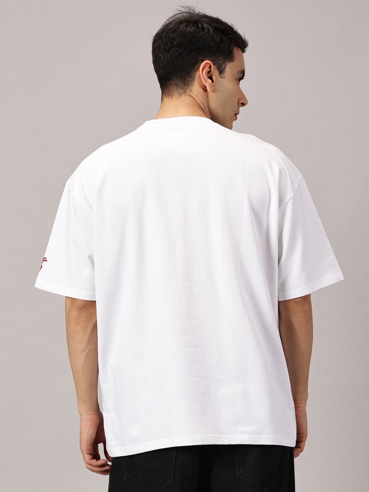 FB Certified Freak 3D Puff Print Oversized White T Shirt