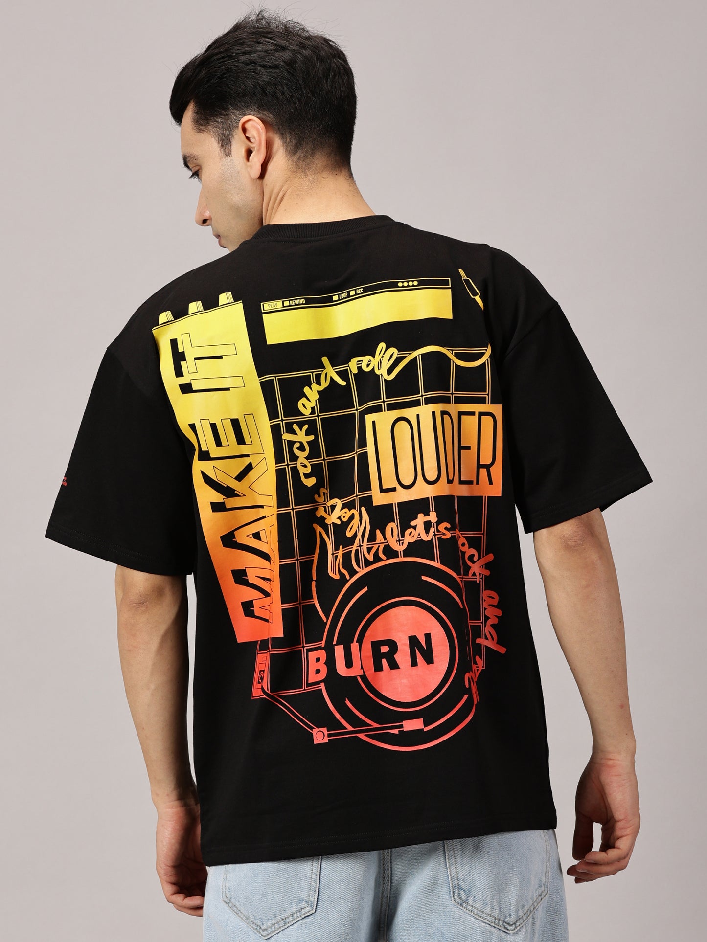 FB Make It Louder Oversized Black T Shirt