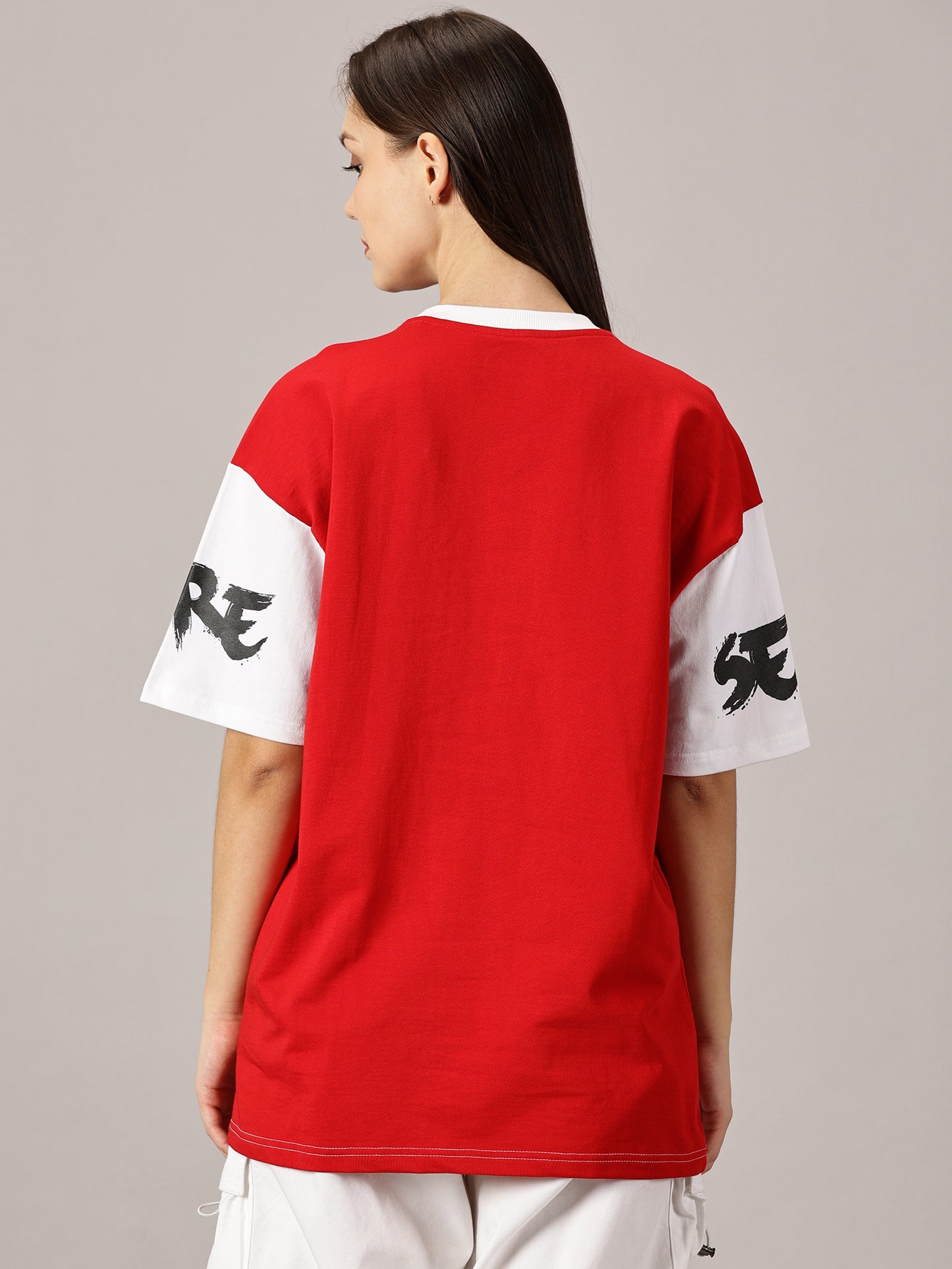 FB It's Always Great Time To Be Yourself 3D Puff Print Oversized Red T Shirt