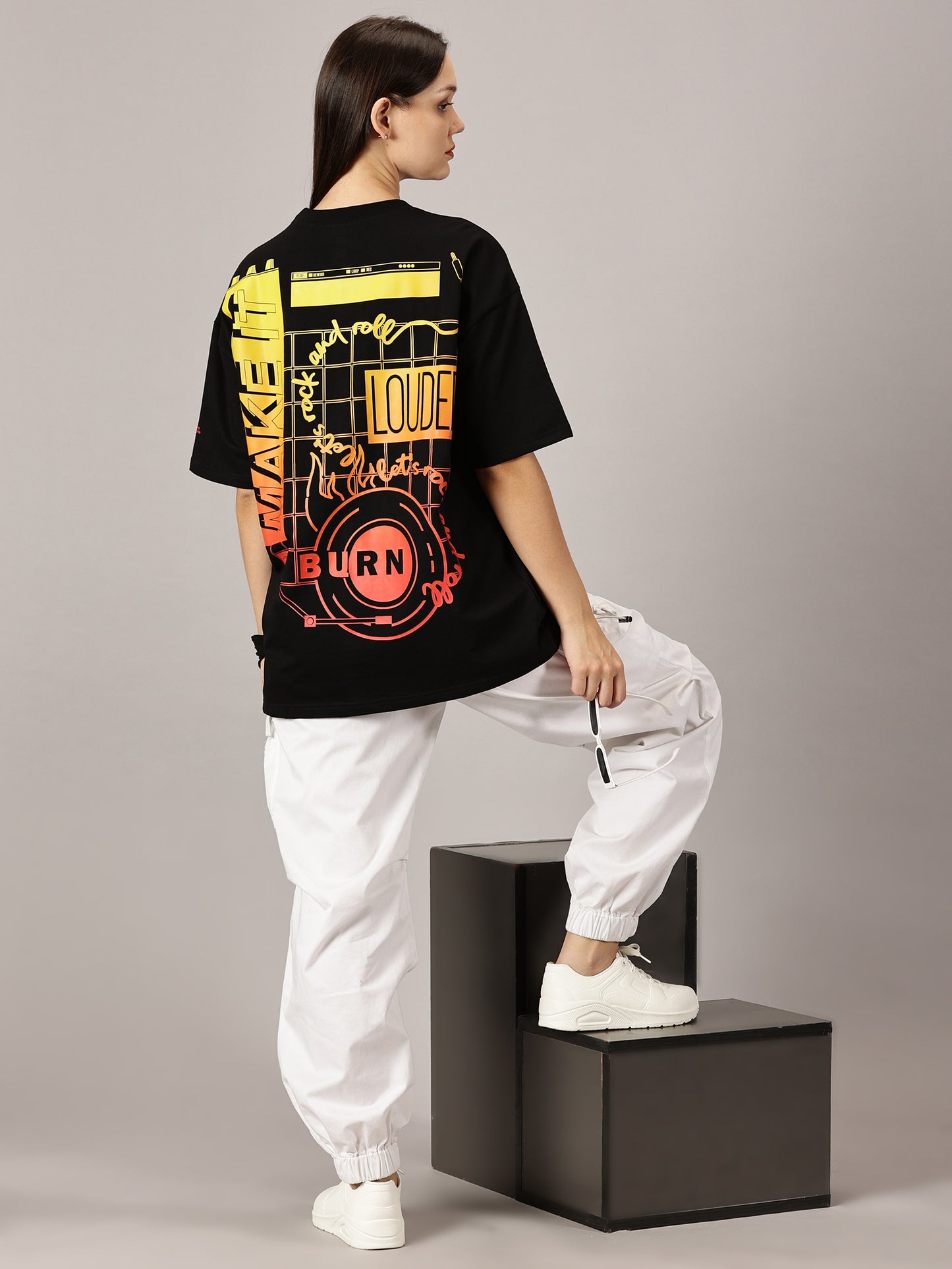 FB Make It Louder Oversized Black T Shirt