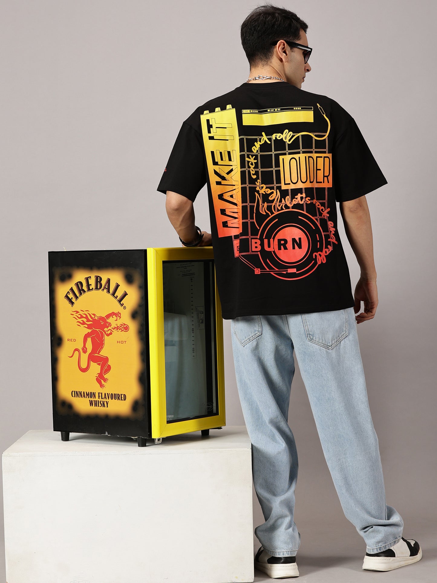 FB Make It Louder Oversized Black T Shirt
