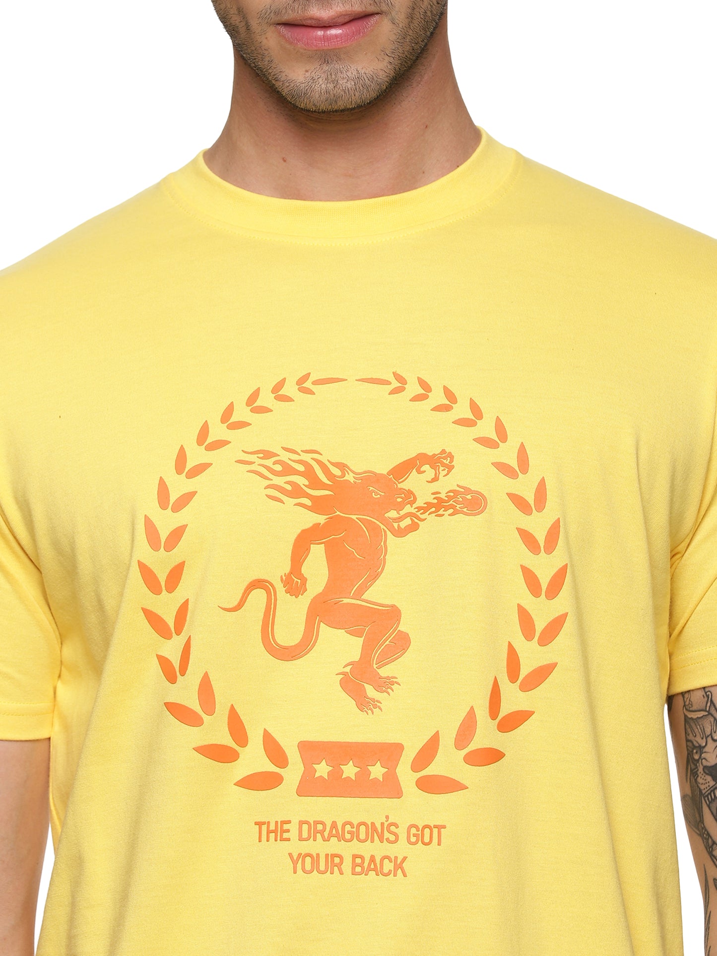 FB Yellow Round Neck HD T Shirt