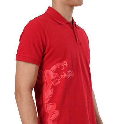 FB Red S/Slv Pique Dragon On Side Polo