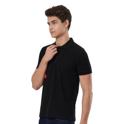 FB Black S/Slv Pique Dragon On Side Polo