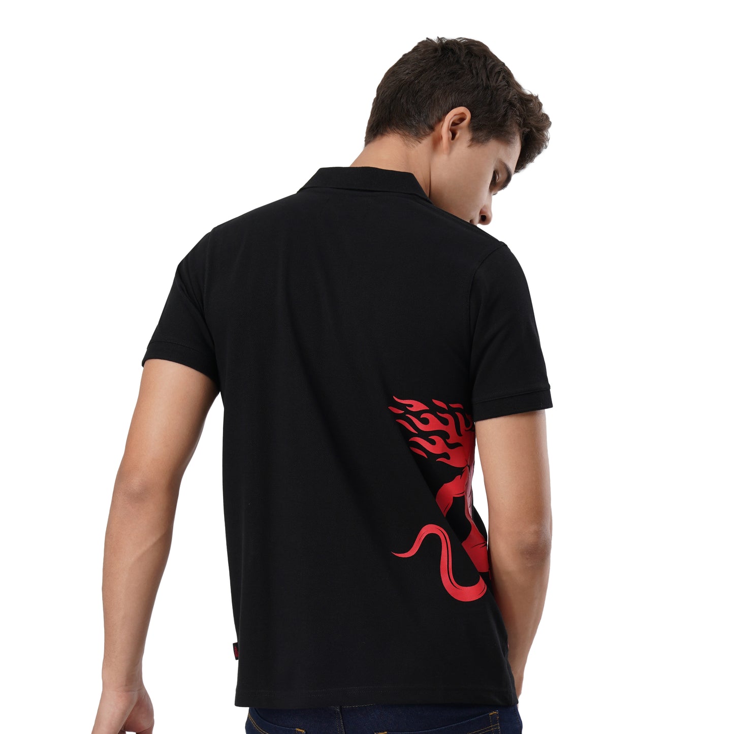 FB Black S/Slv Pique Dragon On Side Polo