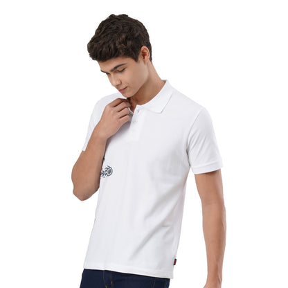 FB White S/Slv Pique Dragon On Side Polo