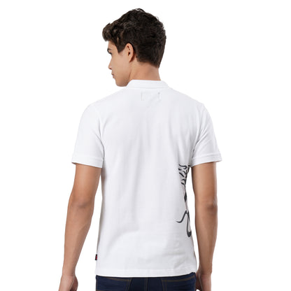 FB White S/Slv Pique Dragon On Side Polo