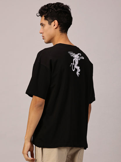 FB It's Burning Up In Here Embroidered Oversized Black T Shirt