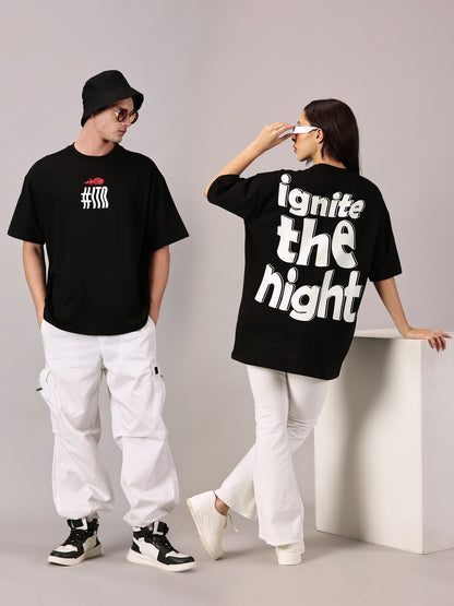 FB Ignite The Night Glow in Dark Oversized Black T Shirt