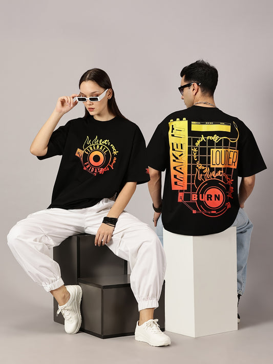 FB Make It Louder Oversized Black T Shirt