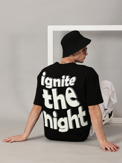 FB Ignite The Night Glow in Dark Oversized Black T Shirt