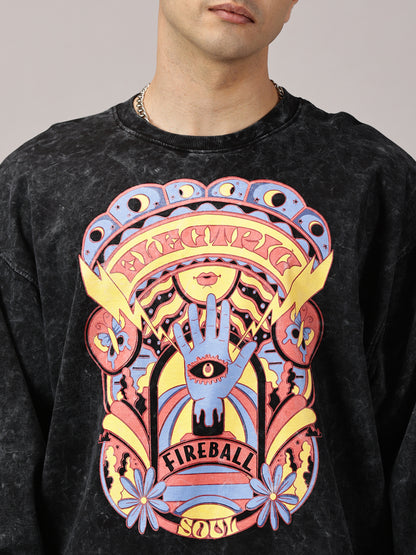 FB Electric Soul Oversized Black Sweatshirt