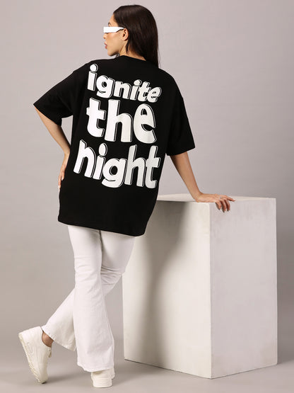 FB Ignite The Night Glow in Dark Oversized Black T Shirt