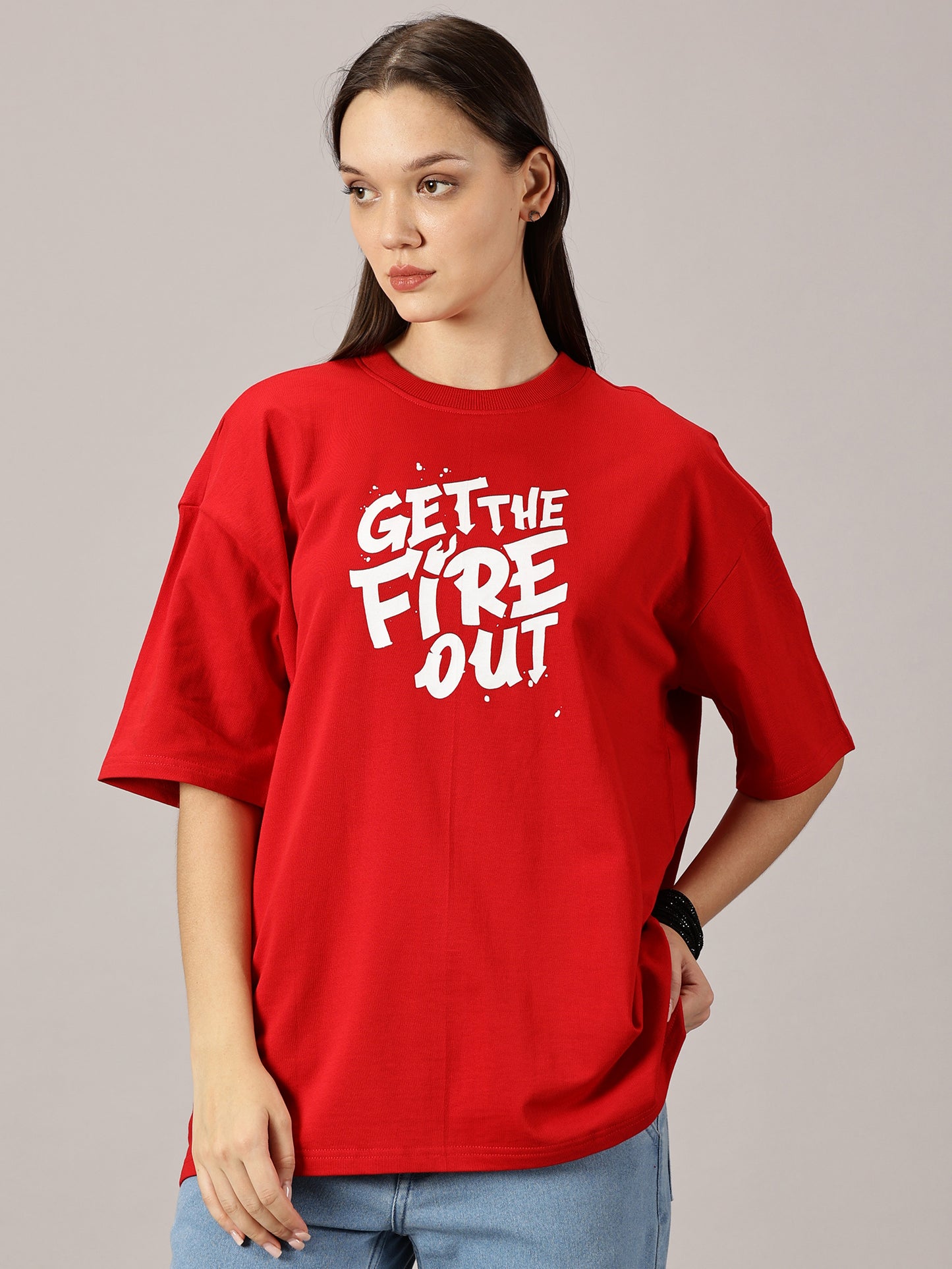 FB Get The Fire Out Oversized Red T Shirt