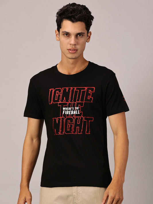 FB Glow in Dark  Where' The Fireball Ignite The Night Black T Shirt