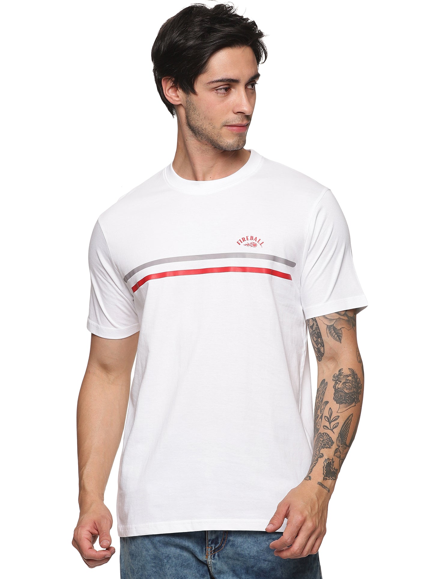 FB White Round neck Rise Beyond T Shirt