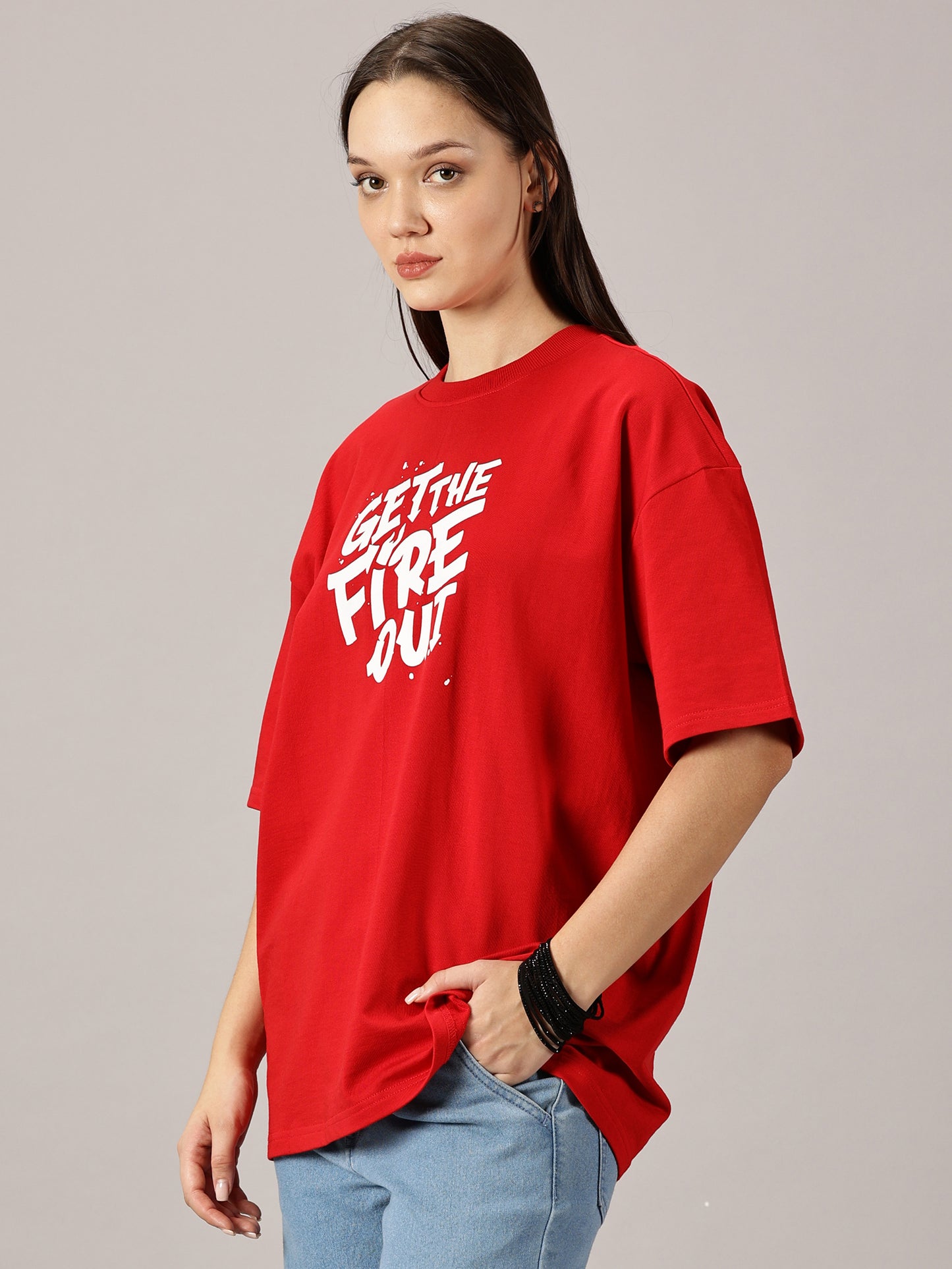 FB Get The Fire Out Oversized Red T Shirt