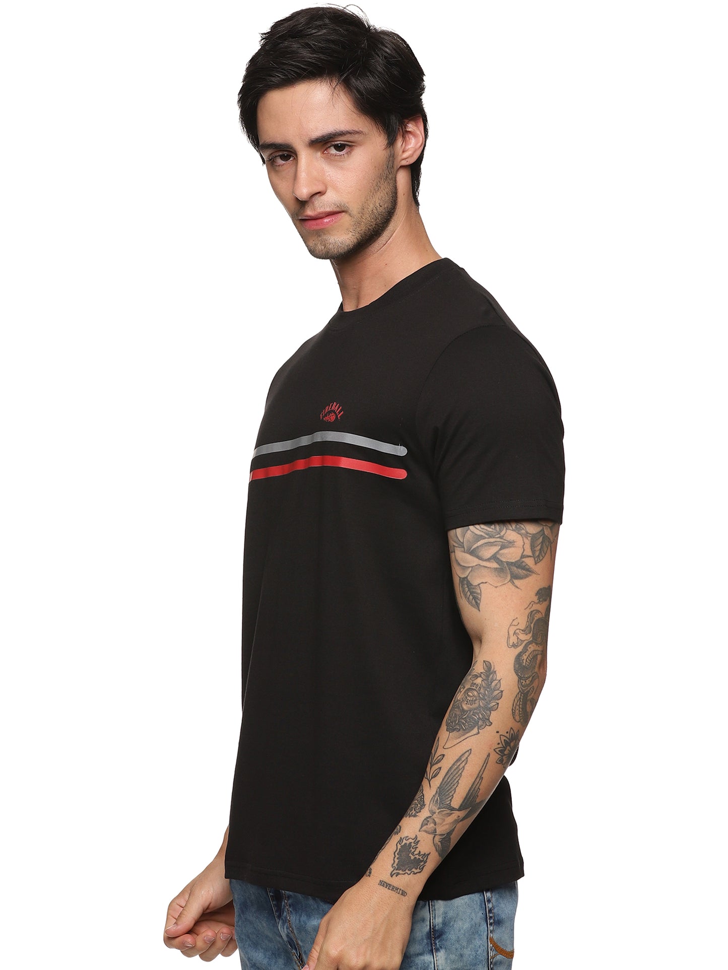 FB Black Round neck Rise Beyond T Shirt