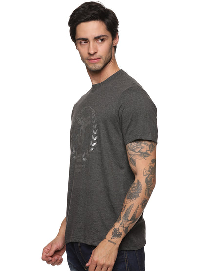 FB Grey Round Neck Silver Foil T Shirt