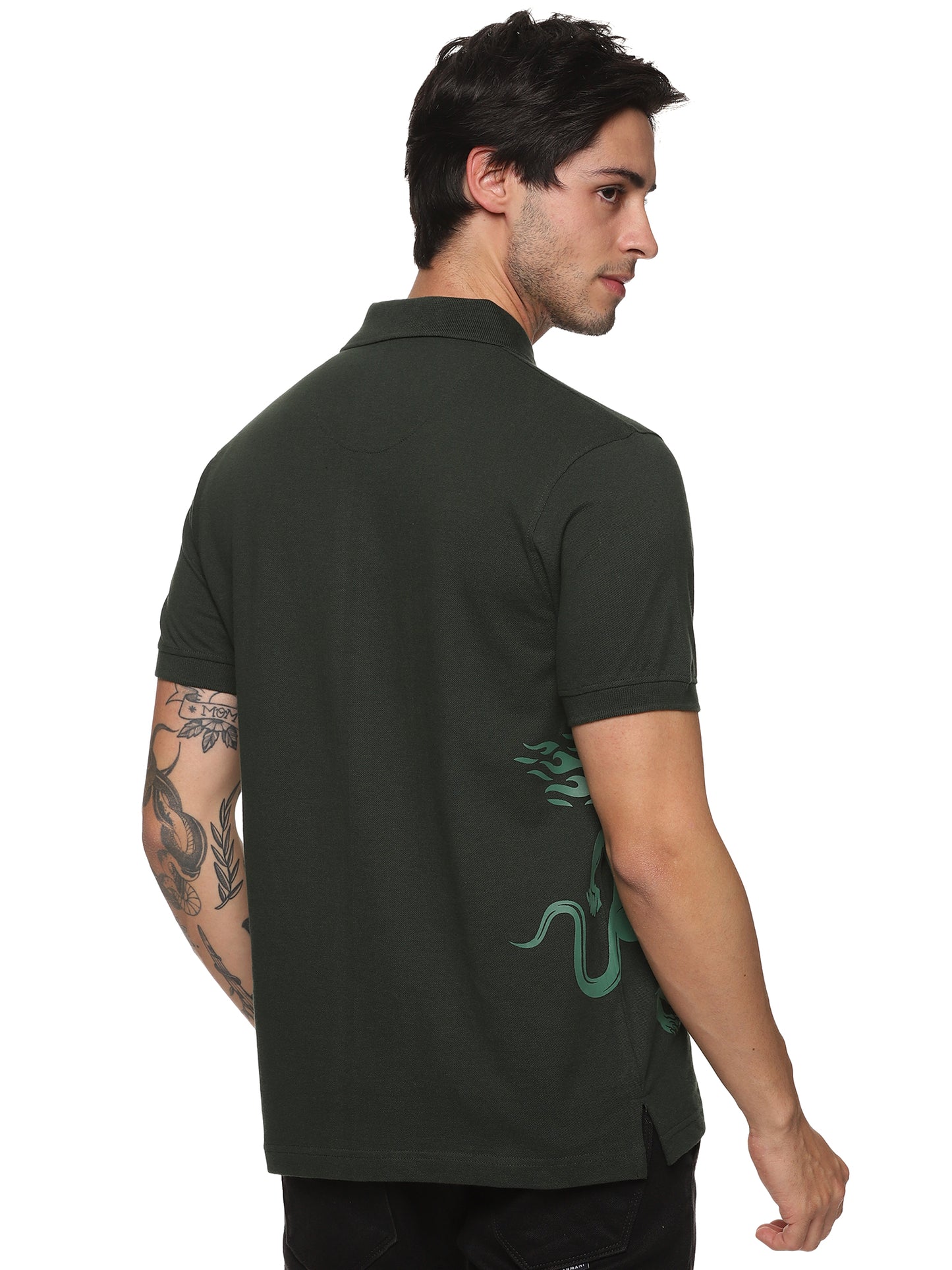 FB Green S/Slv Pique Dragon On Side Polo