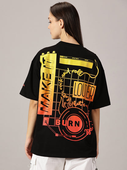 FB Make It Louder Oversized Black T Shirt