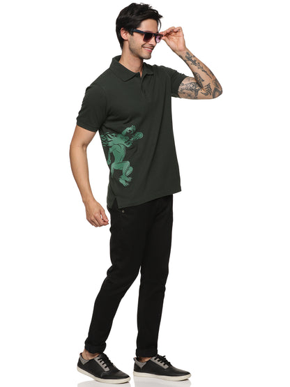 FB Green S/Slv Pique Dragon On Side Polo