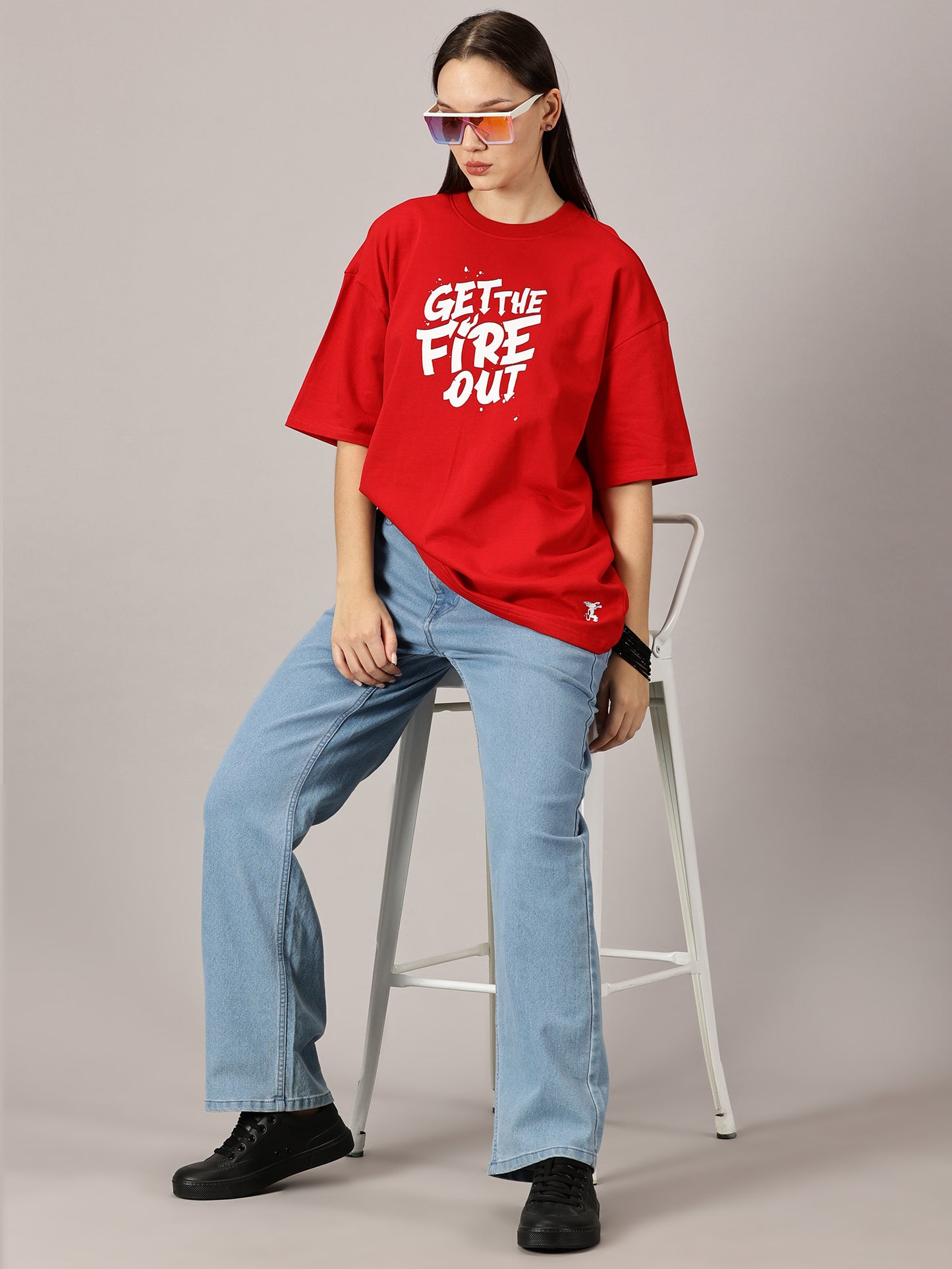 FB Get The Fire Out Oversized Red T Shirt