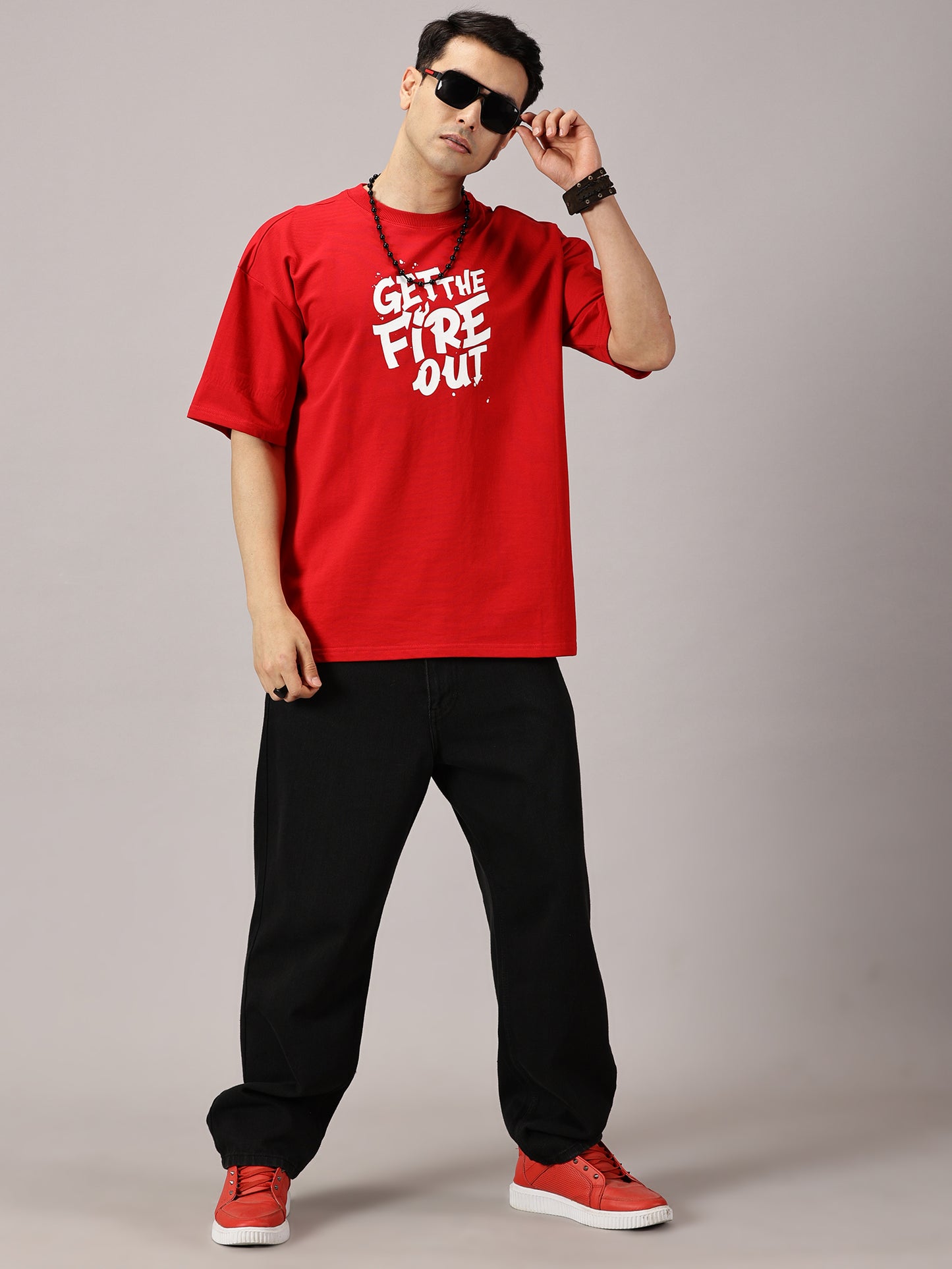 FB Get The Fire Out Oversized Red T Shirt