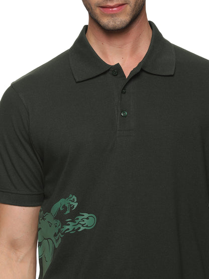 FB Green S/Slv Pique Dragon On Side Polo