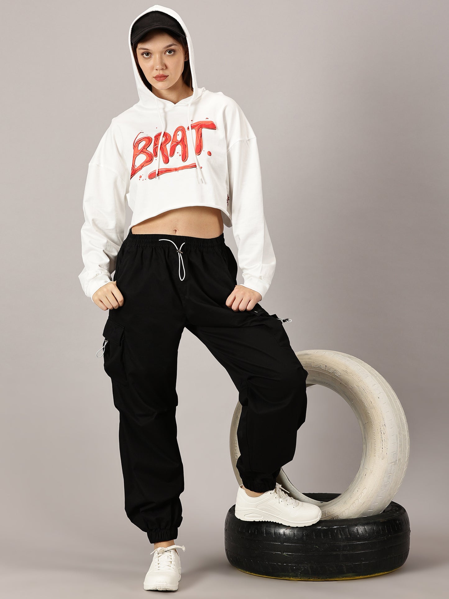 FB Brat 3D Puff Crop Hoodie
