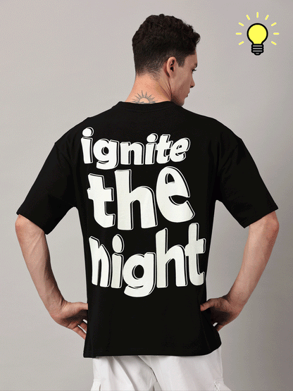FB Ignite The Night Glow in Dark Oversized Black T Shirt