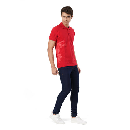 FB Red S/Slv Pique Dragon On Side Polo