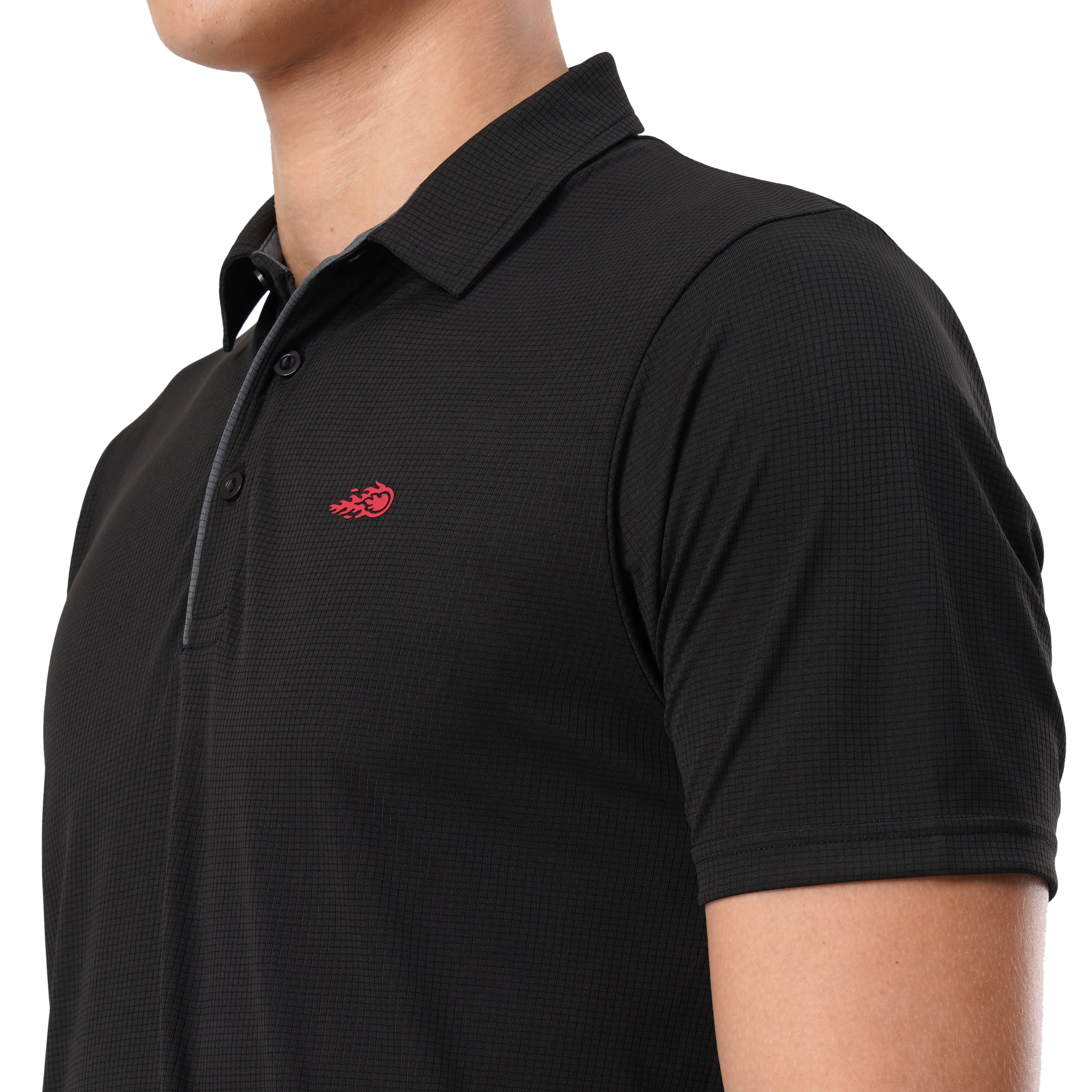 Checker Polo Black Fire Logo T-shirt