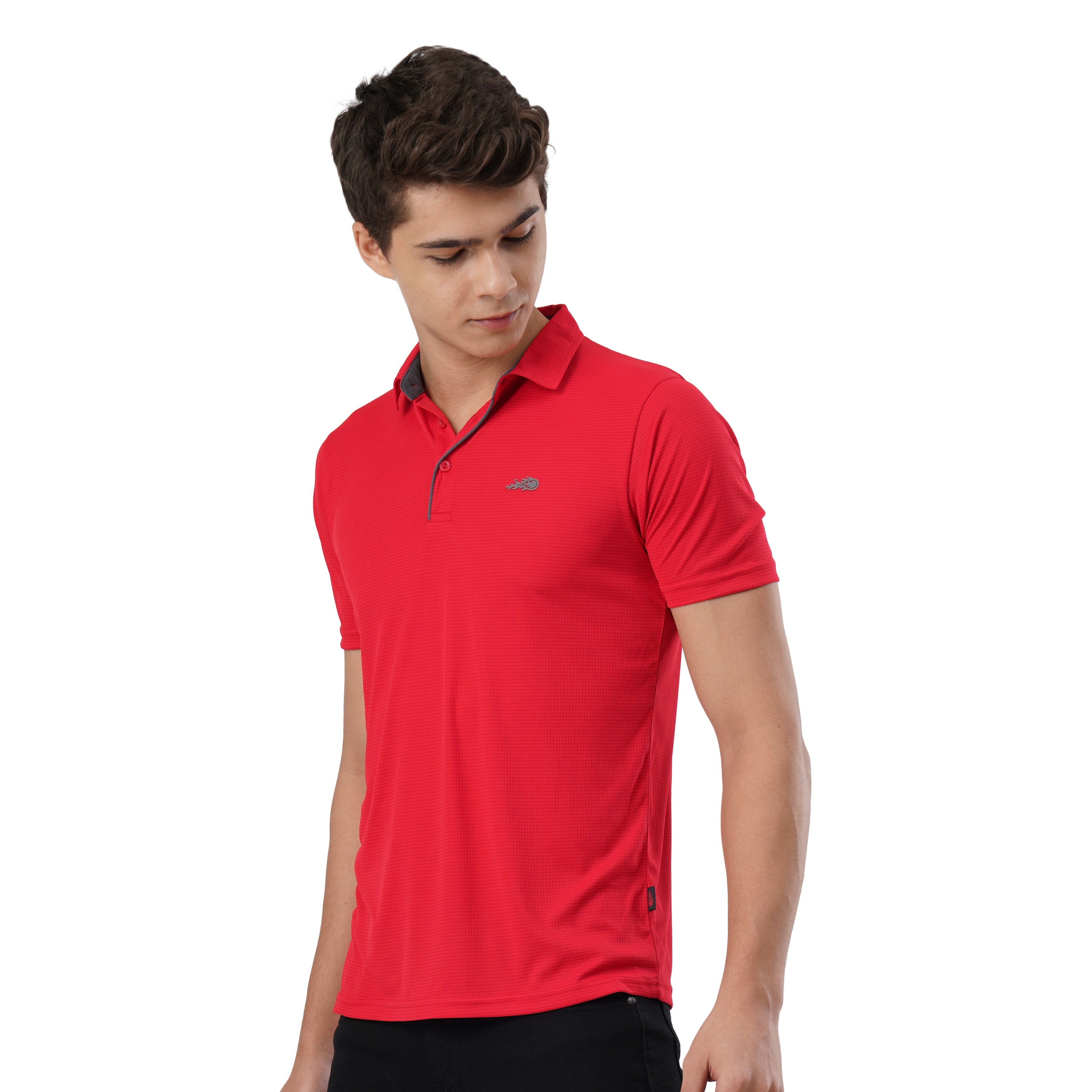 Checker Polo Red Fire Logo T-shirt